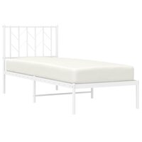 Bedframe met hoofdbord zonder matras metaal wit 75x190 cm 3