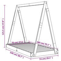 Kinderbedframe 70x140 cm massief grenenhout wit 9