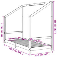 Kinderbedframe 80x200 cm massief grenenhout wit 9