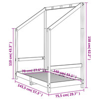 Kinderbedframe 70x140 cm massief grenenhout wit 9