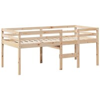 Hoogslaper met dak massief grenenhout wasbruin 75x190 cm 7