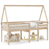 Hoogslaper met dak massief grenenhout wasbruin 75x190 cm 2