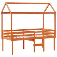 Hoogslaper met dak massief grenenhout wasbruin 90x190 cm 3