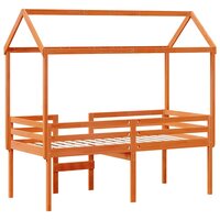 Hoogslaper met dak massief grenenhout wasbruin 90x190 cm 8