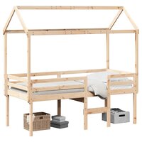 Hoogslaper met dak massief grenenhout wasbruin 75x190 cm 2