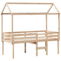 Hoogslaper met dak massief grenenhout wasbruin 75x190 cm 3