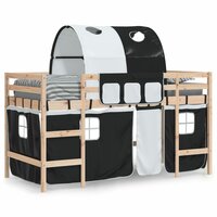 Kinderhoogslaper met tunnel 90x190 cm grenenhout wit en zwart 3