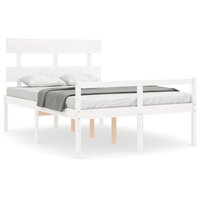 Seniorenbed met hoofdbord massief hout wit 2