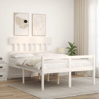 Seniorenbed met hoofdbord massief hout wit 140x190 cm 3