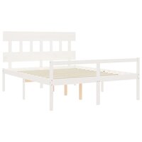 Seniorenbed met hoofdbord massief hout wit 160x200 cm 5
