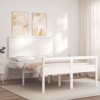 Seniorenbed met hoofdbord massief hout wit 120x200 cm 3