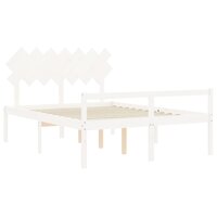 Seniorenbed met hoofdbord massief hout wit 140x190 cm 5