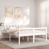 Seniorenbed met hoofdbord massief hout wit 140x200 cm 3