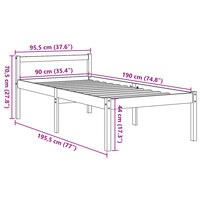 Seniorenbed massief grenenhout wasbruin 90x190 cm 9