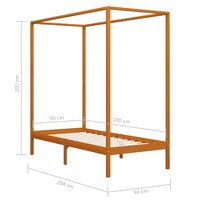 Hemelbedframe massief grenenhout honingbruin 90x200 cm 7