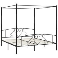 Hemelbedframe metaal zwart 200x200 cm  2