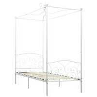 Hemelbedframe metaal wit 90x200 cm 2
