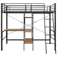 Stapelbedframe met tafel metaal grijs 90x200 cm 3