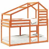 Stapelbed met dak massief grenenhout wasbruin 90x190 cm 2