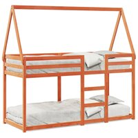 Stapelbed met bedhuis massief grenenhout wasbruin 90x200 cm 2