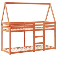 Stapelbed met bedhuis massief grenenhout wasbruin 90x200 cm 3
