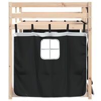 Stapelbed met gordijnen 80x200 cm grenenhout wit en zwart 6