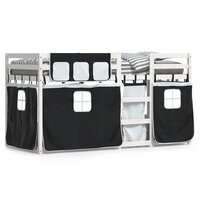 Stapelbed met gordijnen 80x200 cm grenenhout wit en zwart 2