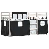Stapelbed met gordijnen 80x200 cm grenenhout wit en zwart 3