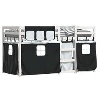 Stapelbed met gordijnen 80x200 cm grenenhout wit en zwart 4