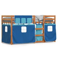 Stapelbed met gordijnen 80x200 cm massief grenenhout blauw 4