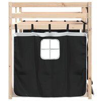 Stapelbed met gordijnen 90x200 cm grenenhout wit en zwart 6