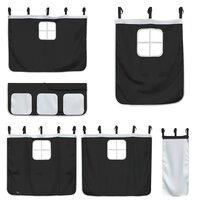Stapelbed met gordijnen 90x200 cm grenenhout wit en zwart 9