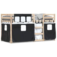 Stapelbed met gordijnen 90x190 cm grenenhout wit en zwart 2