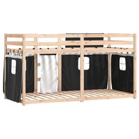 Stapelbed met gordijnen 90x190 cm grenenhout wit en zwart 6