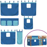 Stapelbed met gordijnen 90x190 cm massief grenenhout blauw 9