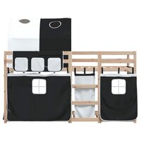 Stapelbed met gordijnen 80x200 cm grenenhout wit en zwart 5