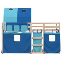 Stapelbed met gordijnen 80x200 cm massief grenenhout blauw 5