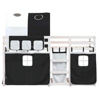 Stapelbed met gordijnen 80x200 cm grenenhout wit en zwart 5