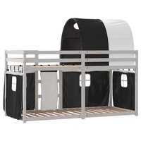 Stapelbed met gordijnen 80x200 cm grenenhout wit en zwart 7