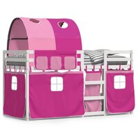 Stapelbed met gordijnen 80x200 cm grenenhout roze 2