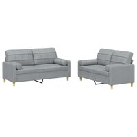 2-delige Loungeset met kussens stof lichtgrijs 2