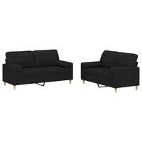 2-delige Loungeset met kussens stof zwart 2