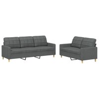 2-delige Loungeset met kussens stof donkergrijs 2