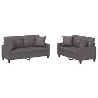 2-delige Loungeset met kussens kunstleer grijs 2