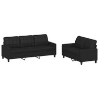 2-delige Loungeset met kussens kunstleer zwart 2