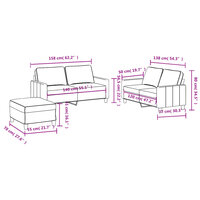3-delige Loungeset met kussens stof lichtgeel 7