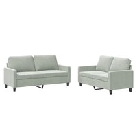 2-delige Loungeset met kussens fluweel lichtgrijs 2