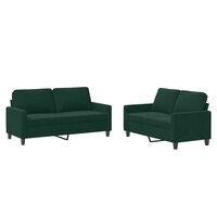 2-delige Loungeset met kussens fluweel donkergroen 2