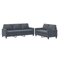 2-delige Loungeset met kussens fluweel donkergrijs 2