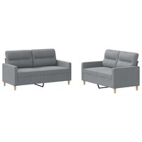 2-delige Loungeset met kussens stof lichtgrijs 2